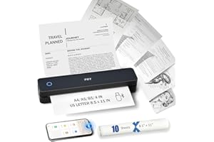 PRT Inkless Portable Printer, Wireless Thermal Printer for Travel Support 8.5"x11" US Letter & A4 B5, MT610 Small Bluetooth Mobile Printers with iOS Android Laptop for Home Car Office School, Black