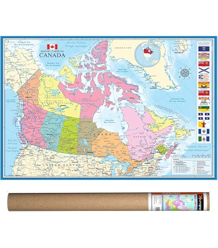 North America Wall Map – Atlas of Canada – 86,4 x 99,1 cm Paper