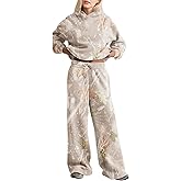 Lenader Womens 2 Piece Outfits Oversized Camo Hoodie Sweatsuit Sets Fall Sweatshirt Sweatpants Lounge Matching Sweat Sets