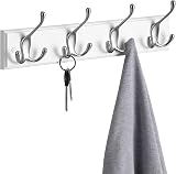 SONGMICS Wall-Mounted Coat Rack with 4 Tri-Hooks White Silver LHR030E01 view 5