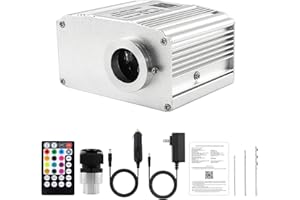 ATOKEE 10W Twinkle Fiber Optic Light Engine, Bluetooth App/RF Remote Control for Starlight Headliner, Car Plug & Power Adapter, PG Connector & 3 Drill Bits