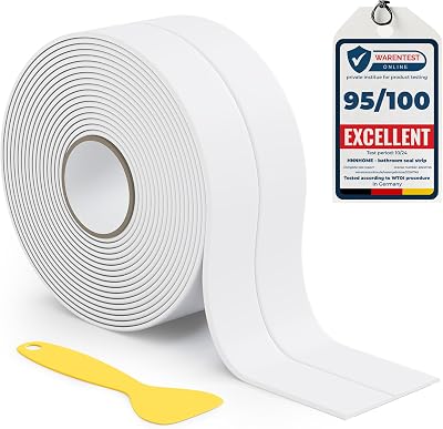 HNNHOME White Self-Adhesive Bath Sealant Strip 38mm x 3.2m Waterproof
