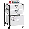 Sew Ready Charcoal/White 27" H 3-Drawer Mobile Storage Organizer Cart for Bathroom, Kitchen, Crafts, Home Office or Laundry Rooms