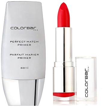 Colorbar New Perfect Match Primer, 30ml + Colorbar Velvet Matte Lipstick, Hot Hot Hot, 4.2g