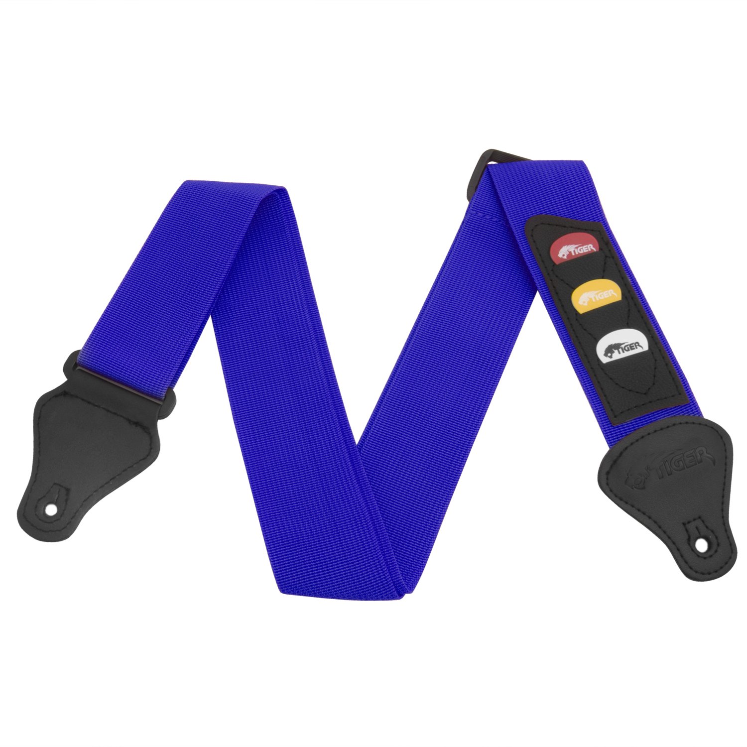 TIGER STP4-BL Guitar Strap with Plectrum Holders Blue โ image 1