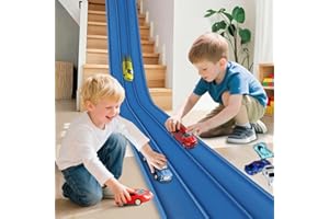 YUOIOYU 3-Lane Flexible Race Track for Kids 15ft Race Car Track Compatible with Diecast 1/64 Scale Cars, Flexible Car Track Race Ramp Toy with Strong Suction Cups