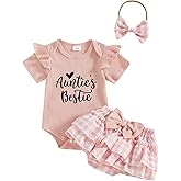 BeQeuewll Newborn Baby Girls Clothes Summer Daddys Girl Outfit Ruffle Romper Bow Tutu Shorts Heaband 3Pcs Girl Outfits
