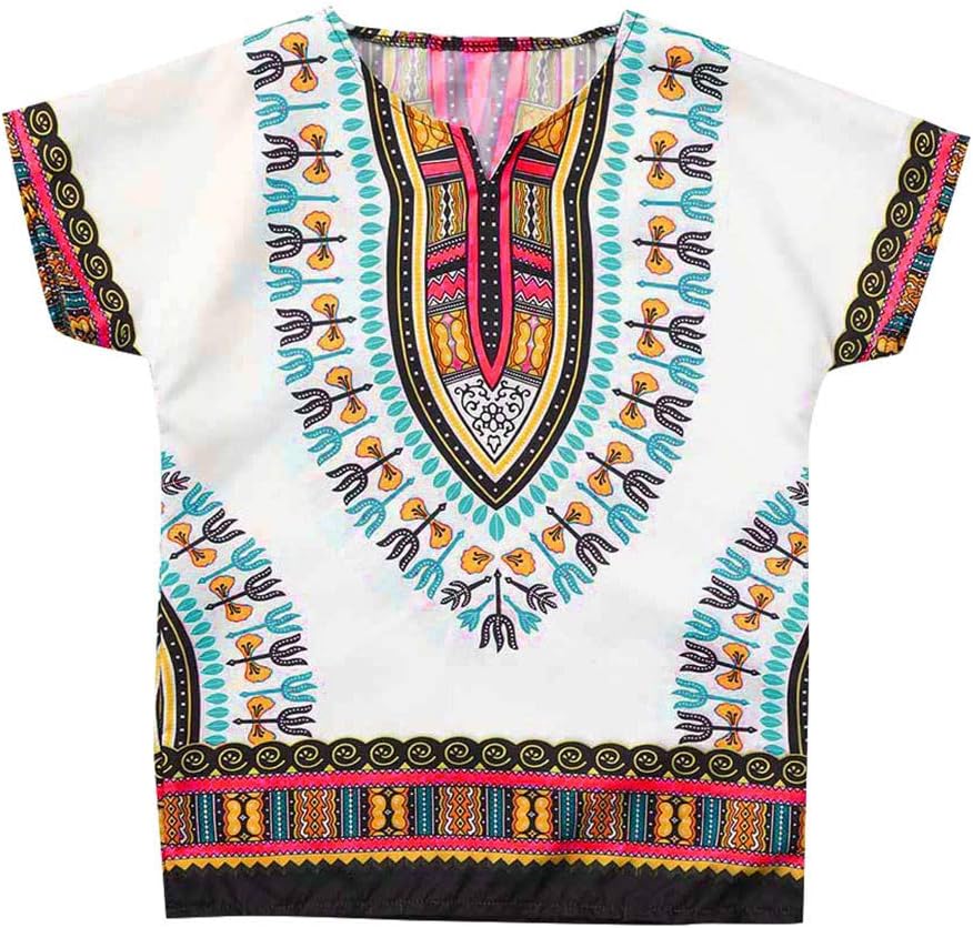 New~Colorful Short Sleeve for Kids,Bright African Colour Child Dashiki T Shirt Tee Tops Vest Viahwyt Baby Clothing