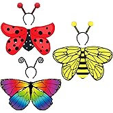 Creatoy Kids Butterfly-Wings-Costume Toddler Lady-Bug Bumble-bee Costume for Boys Girls Dress Up Clothes for Play Bug Insect Birthday Party Supplies Halloween Favors