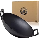 Backcountry Iron 14 inch Cast Iron Wok with Flat Base and Handles