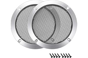 uxcell 2pcs Speaker Grill Mesh Decorative Circle Woofer Guard Protector Cover Accessories Silver for 6.5" Mounting Hole Diagonal Distance