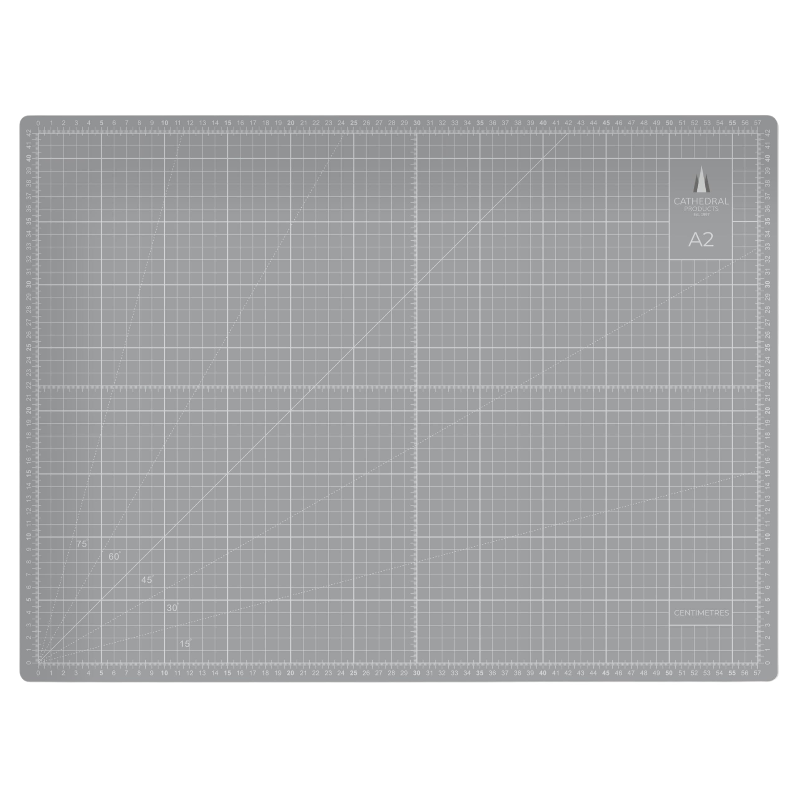 Cathedral Products A2 Double-Sided Self-Healing Cutting Mat | 3mm Thick | Metric and Imperial Grids | Grey