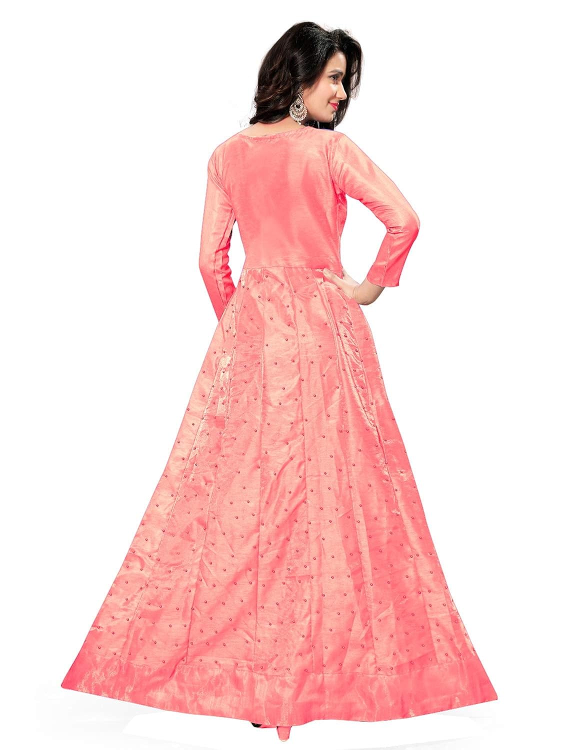 orangesell women`s bangalory satin kali work semi stitched gown