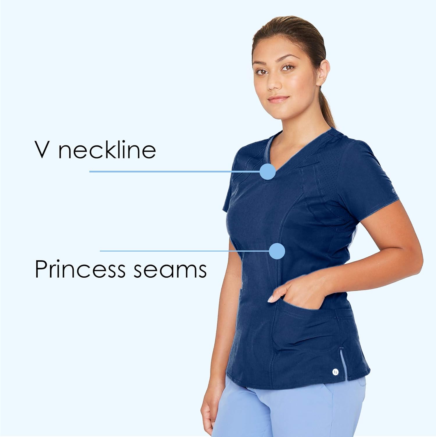 BARCO ONE – Women’s Racer Top, V-Neck Medical Scrub Top w/ 4 Pockets and 360 Spandex Stretch Fabric: Clothing