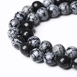 Natural Snowflake Obsidian Beads Round Loose Stone