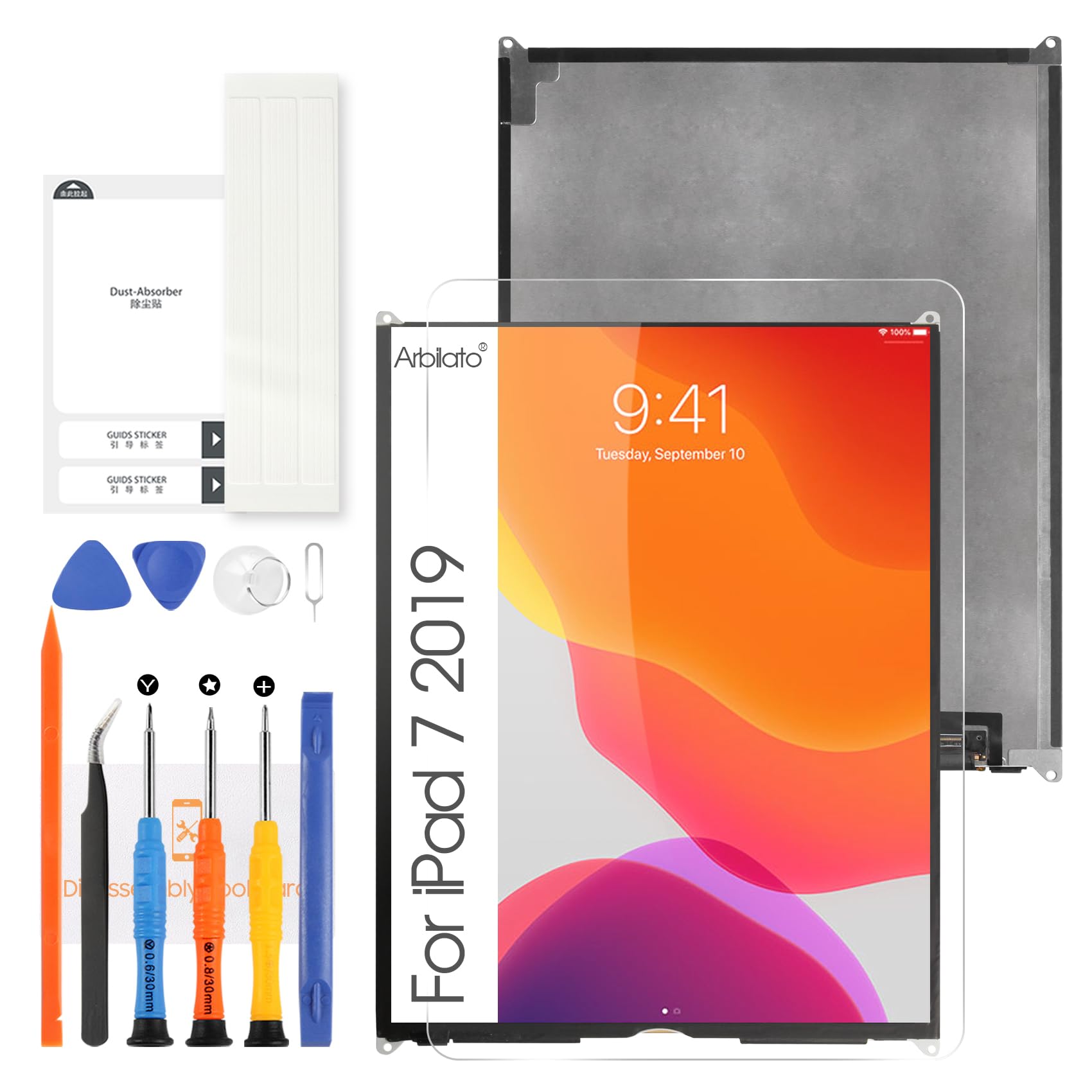 Arbilato For iPad 7/8/9 10.2" LCD Screen Replacement, Display Pannel(A2197 A2198 A2200 A2270 A2428 A2429 A2430 A2602 A2603 A2604 A2605) with Tools for ipad 7th/8th/9th (Not Touch Digitizer)