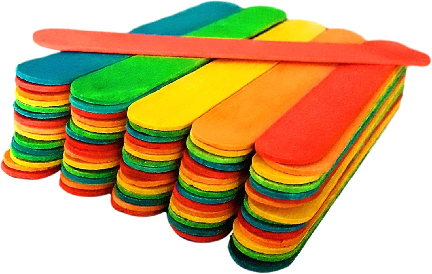 50 Jumbo Wooden Craft Lollipop Sticks Colours Mixed 150mm x 19mm