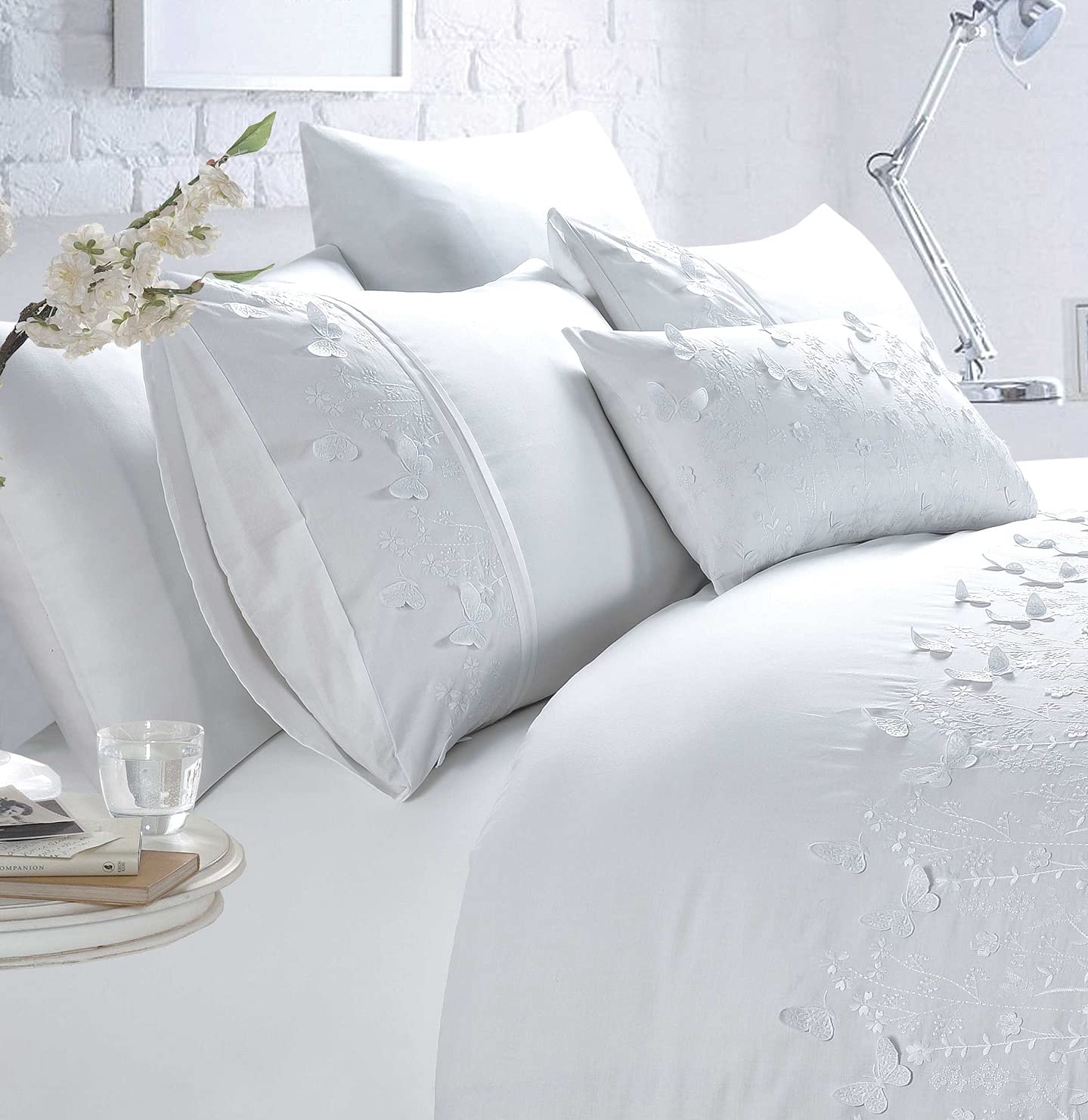 Rapport Home Papillon Duvet Set, Polycotton, White, King