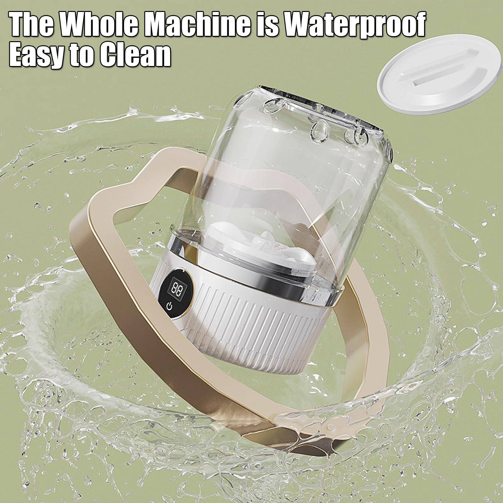 2025 Upgraded Portable Mini Washing Machine - Deep Clean Socks, Underwear, Baby Clothes - Ideal for Singles, Apartments, Travel (White)