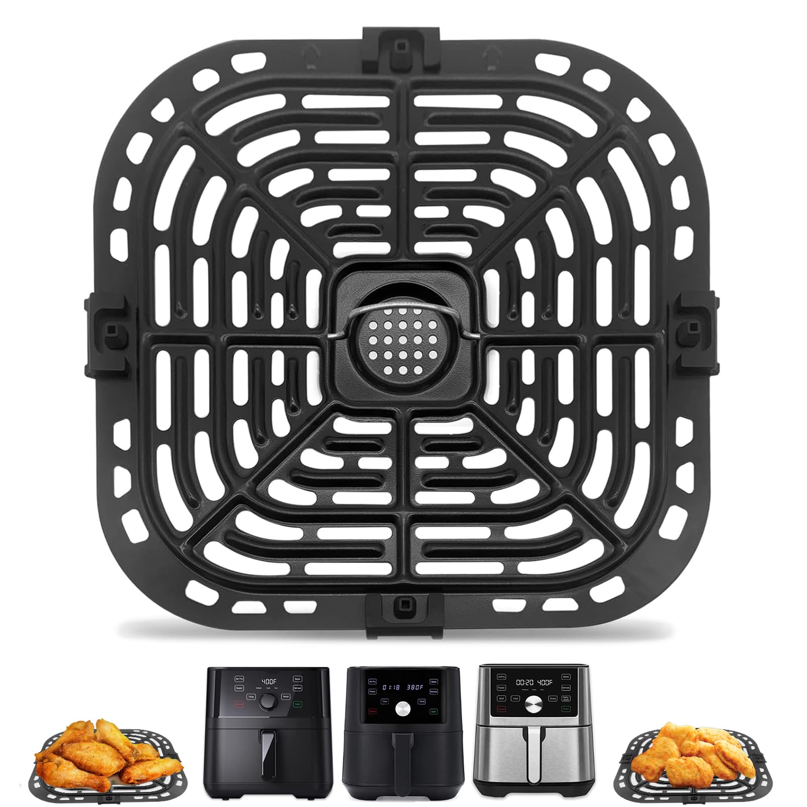 Photo 1 of GXF Air Fryer Grill Pan for Instant Pot Vortex Plus 6 in 1 5.7QT 6 QT Gourmia GAF735 6 QT Air Fryer, Accessories Replacement Tray Rack Parts Grill Plate Crisper Plate, Dishwasher Safe