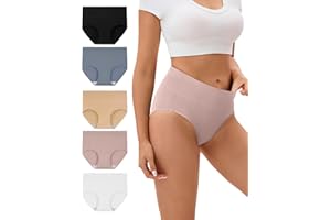 INNERSY Women's Cotton Underwear High Waisted Briefs Breathable Panties 5-Pack