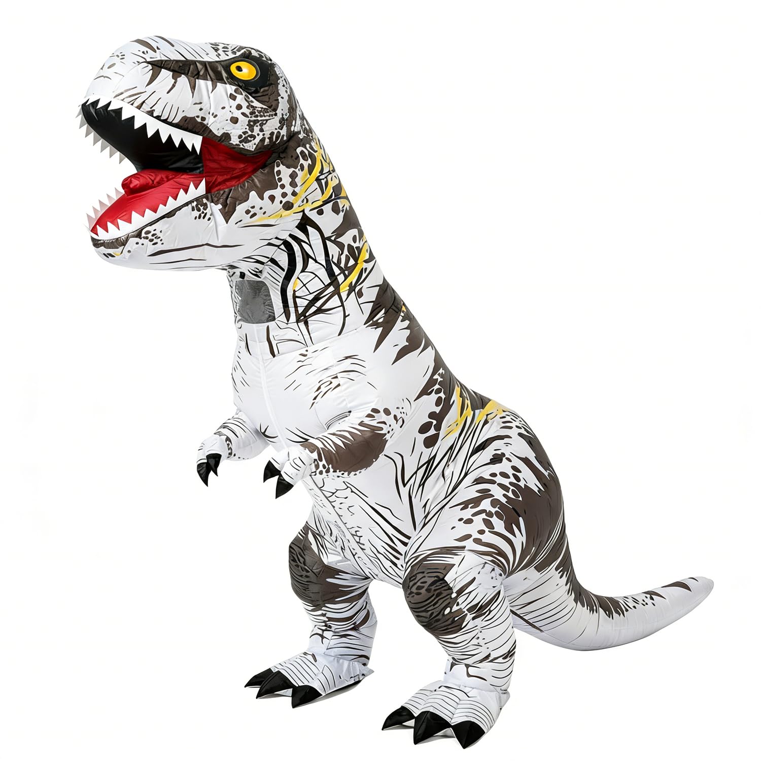 JASHKE Inflatable Dinosaur Costume Adult Blow up Trex Costumes Inflatable Dino Suit Halloween Costumes Fancy Dress for Adult (White)