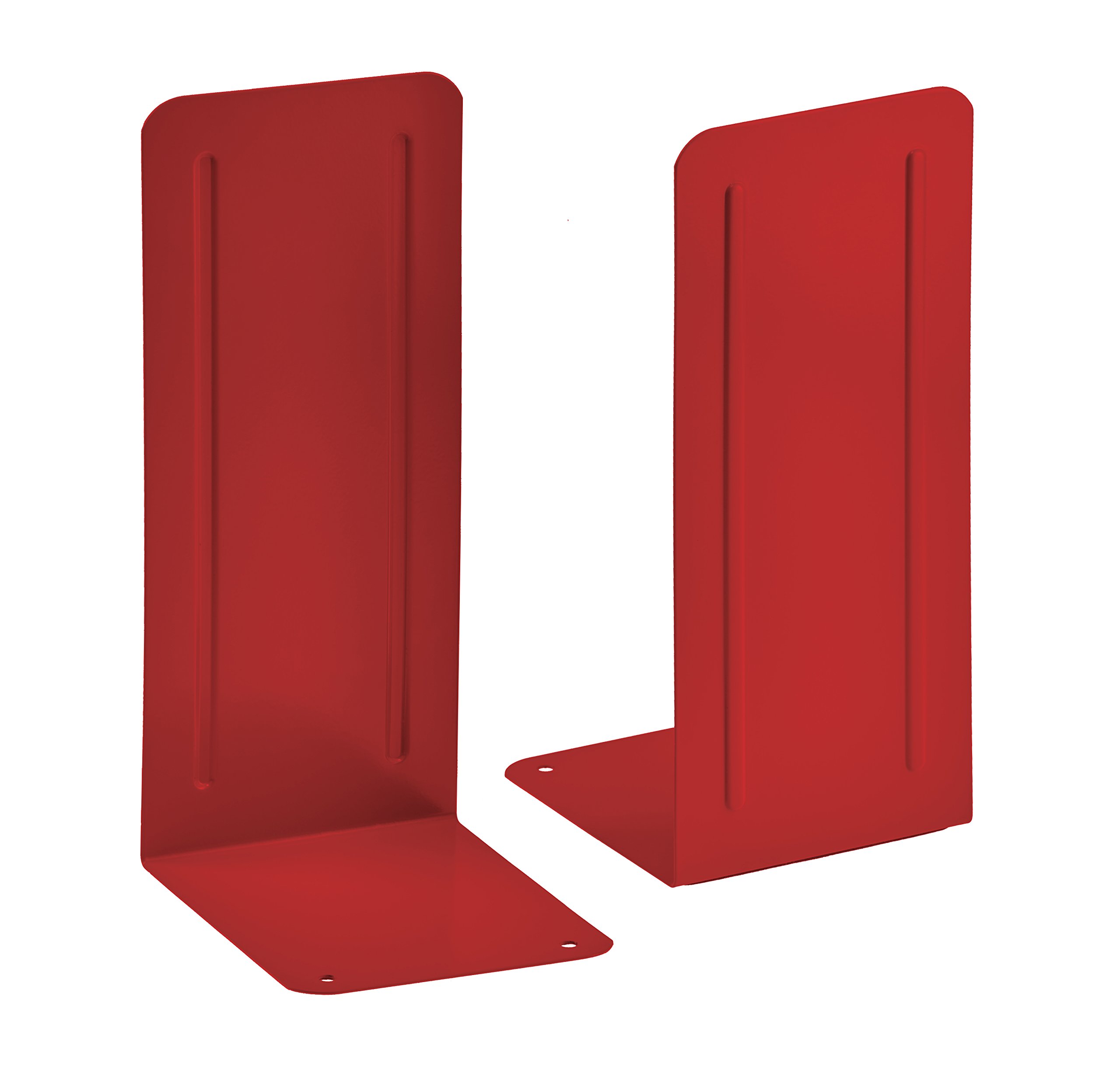 Acrimet Metal Bookends, Jumbo Size 23 cm H x 10 cm W x 11,5 cm D, Non-Skid Book Stand for Shelves, Heavy Duty Book Stopper, Red, 1 Pair
