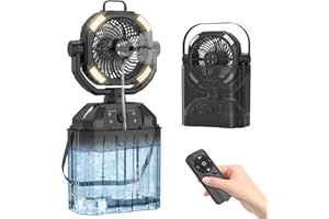 YOIbuy PRO Portable Misting Fan with LED, Remote Control, Auto Oscillation, Output port, Outdoor Cooling and Camping Fan, 20000mAh battery inside, Design for Camping, Patio, Garden use