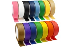 Piokio Colored Washi Tape 15 Roll Multi Pack - 492 Feet x 0.6 inch Wide Set Rainbow Solid Color Tape for Egg Decorating, DIY School Supplies, Decorative Tape, Masking Tape