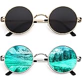 CGID Retro Round Polarized Sunglasses Mens Womens Circle Metal Hippie Shades UV400 Protection E01