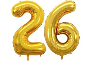 GOER Number 26 Balloons for 26th Birthday Party Decorations,42 Inch Jumbo Foil Helium 62 Balloons for 62nd Birthday Party Decoration (Gold)