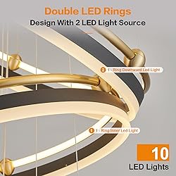 Benkut 5-Rings Modern LED Chandelier Black Gold