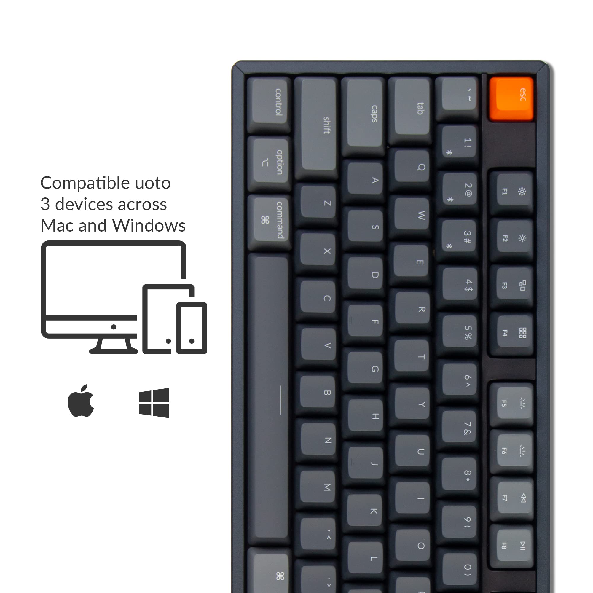 Keychron K10 Full Size 104 Keys Bluetooth Wireless/USB Wired Mechanical Gaming Keyboard for Mac with K Pro Brown Switch/RGB Backlight/Multitasking Computer Keyboard for Windows, Aluminum Frame
