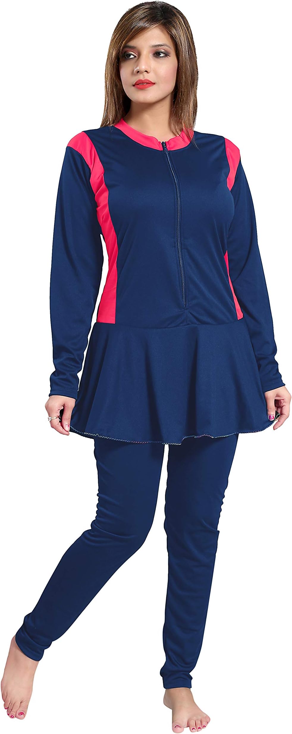 Full Body Ladies Swimsuit Padded Navy-Pink