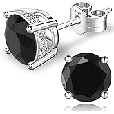 NEOSHOW 18K White Gold Plated Round Cubic Zirconia Simulated Diamond Stud Earrings Solid Sterling Silver Post Sparkly CZ Studs Earrings for Women Men