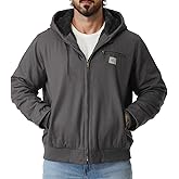 TUAOVA Men's Work Coat Washed Duck Fleece Lined Waterproof Workwear Fit Relaxed Winter Hooded Active Jacket