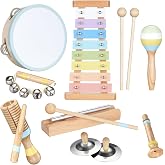 POGOLAB Musical Instruments for Toddler 1-6, 8-in-1 Wooden Sensory Toy for Preschool Learning