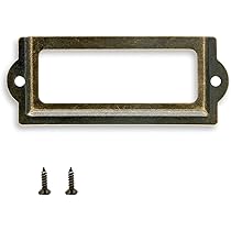thumbnail image 2 of 60 Pcs Antique Bronze Label Holders | Metal Name Card Frames For File Drawers & Shelves | 3 Sizes With Mounting Screws 2 of 13