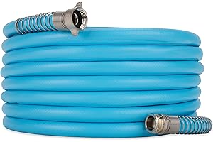 Camco EVOFlex 50-Ft RV Drinking Water Hose - Features Extra Flexible Design w/Stainless Steel Strain Relief Ends - Lead-Free, BPA-Free and Phthalate-Free - 5/8” Inside Diameter (22596)