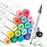 Ohuhu Alcohol Marker Set 24 Dual Tip Brush Fine AP Certified Honolulu B