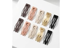 10pcs Double Grip Metal Hair Clips Small Snap Barrettes For Women Styling Salon Accessories(Black, Gold, Beige, Brown)