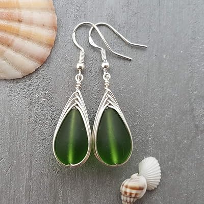 Hawaiian Emerald Sea Glass Earrings Handmade Wire Jamaica Ubuy
