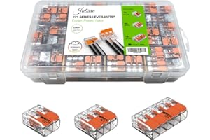 JATISSE WAG0 Wire Connectors 221 Lever-Nuts 130 pcs. Compact Splicing Wire Connector Assortment with Case, Electrical Connectors, Includes (74x) 221-412, (42x) 221-413, (14x) 221-415 (130)