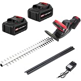 MZK 20V 22-Inch Cordless Hedge Trimmer with 2 x 4Ah Batteries | Bush &amp; Shrub Cutter with Dual-Action Blade for easy trimming of hedges, bushes, shrubs, and garden greenery.