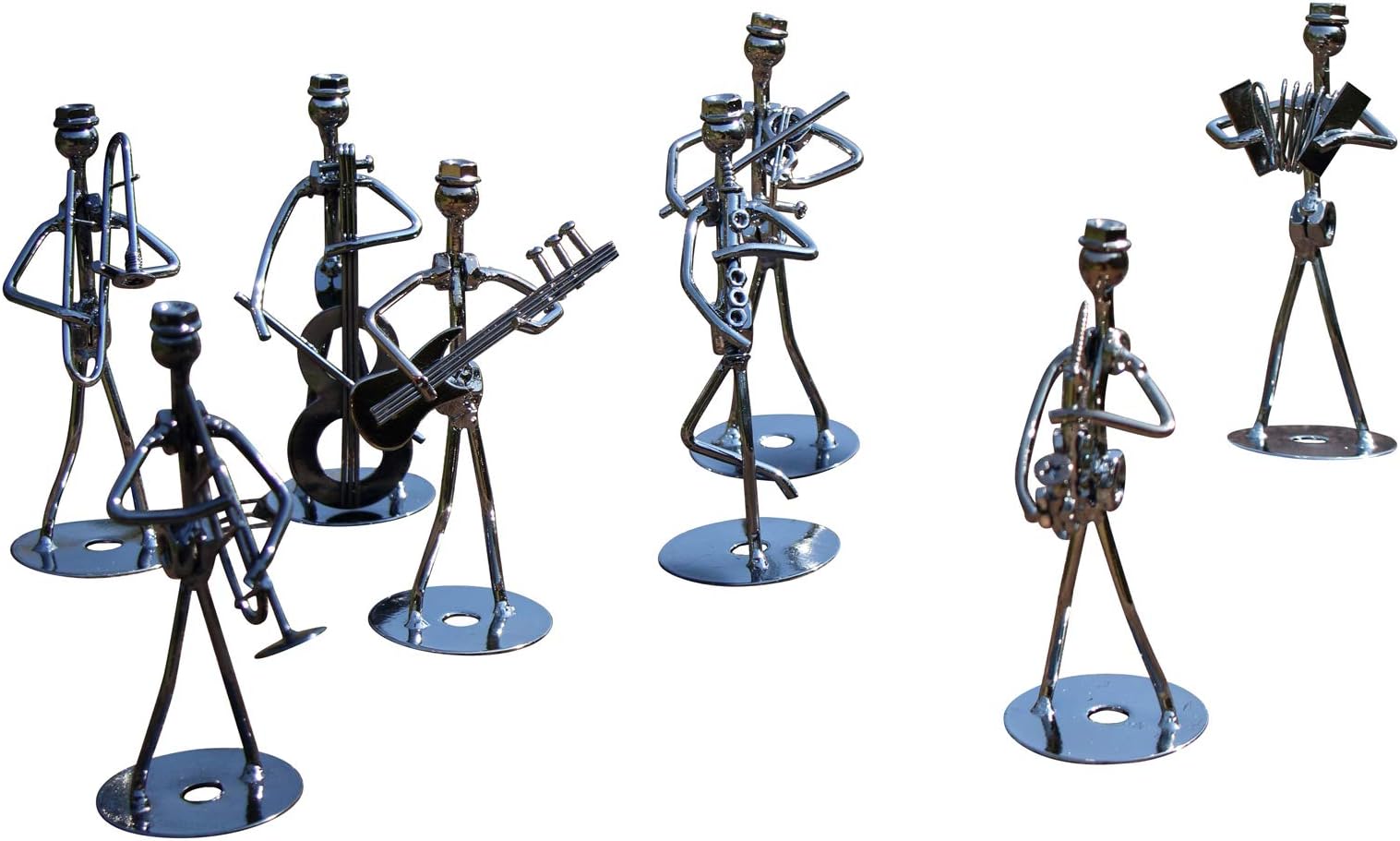 Iron Art Figurine Music Band Crafts Statue Home Décor Garden Decoration (Set of 8)
