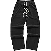 ZAFUL Mens Corduroy Pants Straight Leg Drawstring Elastic Waist Casual Pants Lounge Baggy Trousers with Pockets
