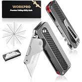 WORKPRO Utility Knife, CNC Unibody, Aluminium Handle Carbon Fiber Inlay | Quick-Change Box Cutter, EDC Folding Knife for Cardboard, Boxes and Leather, Ideal Gift for Men Women, with 10 Extra Blades