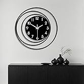 Dankeit 13inch Decorative Wall Clock, Silent Non-Ticking Quality Quartz Battery Operated, Large Wall Clock for Living Room Kitchen Home Bathroom Bedroom Wall Decor, Black