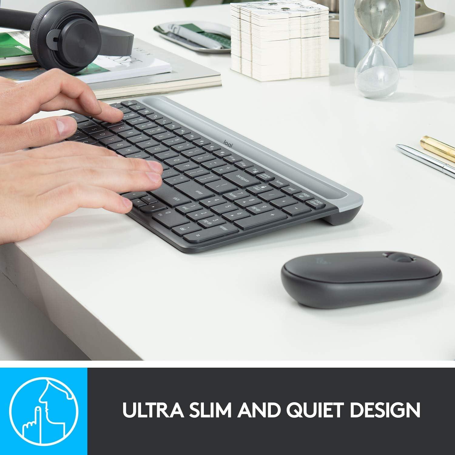 Logitech MK470 Slim Wireless Keyboard & Mouse Combo, AZERTY French Layout - Black, Graphite - Image 4