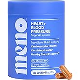 O Positiv MENO Heart + Blood Pressure Support Capsules – Daily Support for Healthy Circulation, Stress Management & Blood Pressure – with CoQ10, Beets, Pine Bark & Saffron – 30 Servings